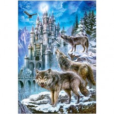 Puzzle 1500 pièces : Loups devant le château