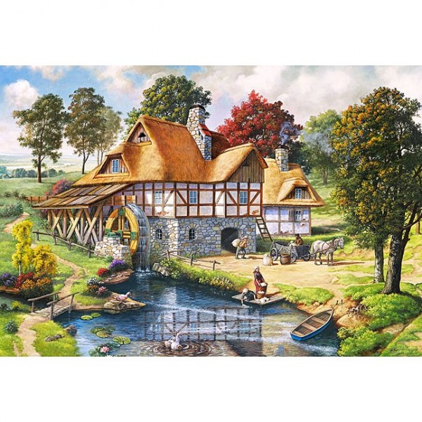 Puzzle 2000 pièces : Cottage avec moulin à eau - Castorland-200498