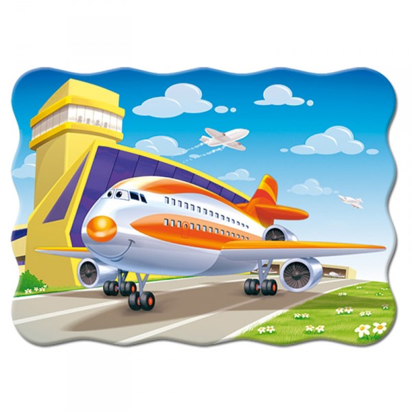 Puzzle de 30 piezas: un avión en la pista - Castorland-03587-1