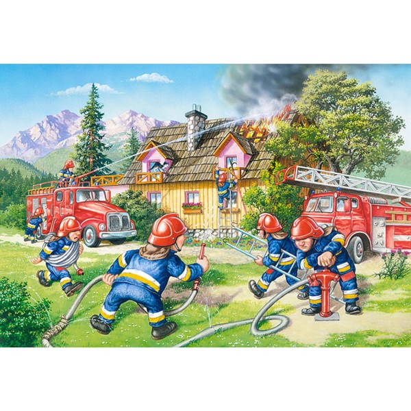 Puzzle 40 Teile maxi: Feuern Sie die Feuerwehrleute - Castorland-040025