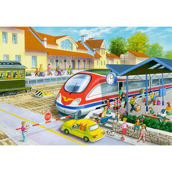 Puzzle 40 pièces maxi : Train en gare - Castorland-040032
