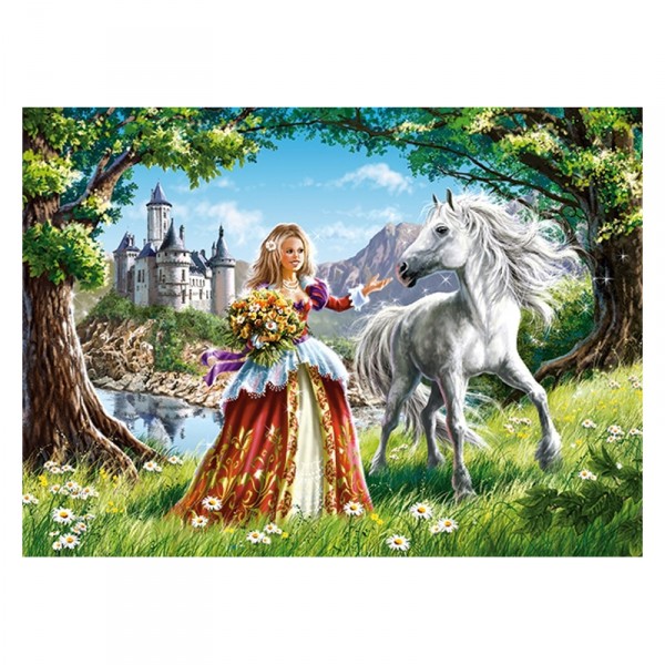 Puzzle 60 pièces : Princesse et son cheval - Castorland-06830-1