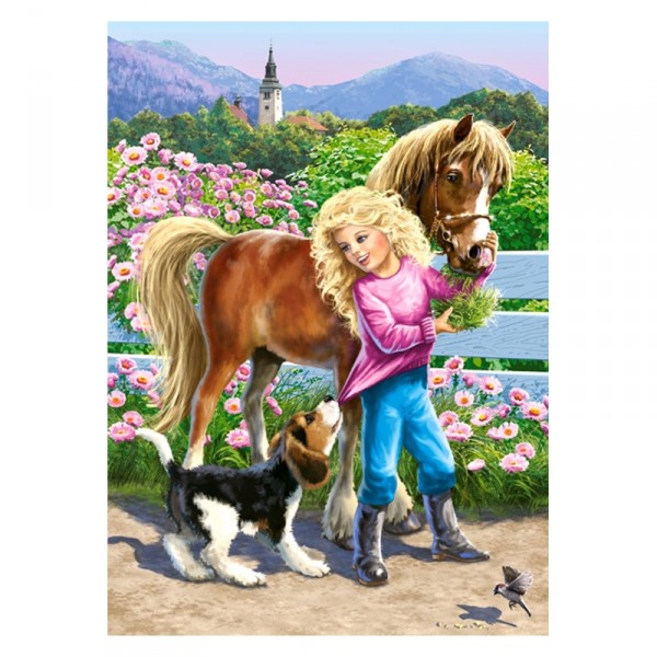 Puzzle 60 pièces : Une ballade avec un poney et un chien - Castorland-06755