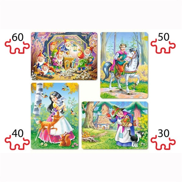 Puzzle de 30 à 60 pièces : 4 puzzles : Blanche Neige et les 7 nains - Castorland-04362