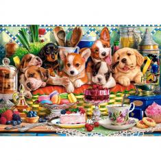 Puzzle 1000 pièces : Chiots Dessert