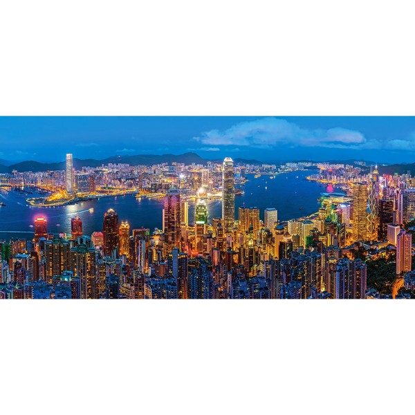 Puzzle de 600 piezas: Hong Kong al anochecer - Castorland-060290