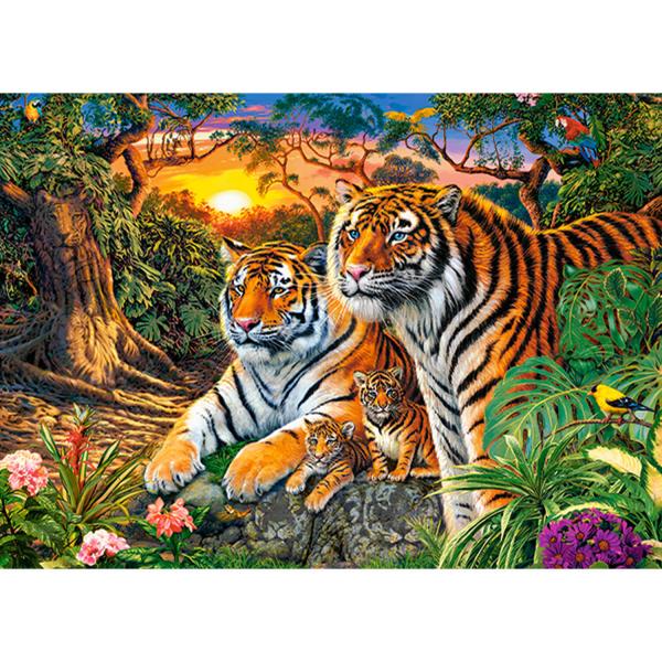 Puzzle 180 pièces : Famille de Tigres - Castorland-B-018482