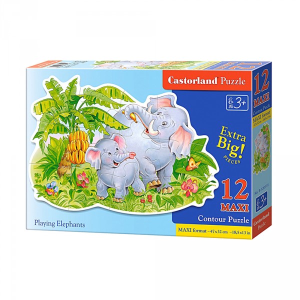 Puzzle 12 pièces maxi : Maman éléphant et son petit - Castorland-120116
