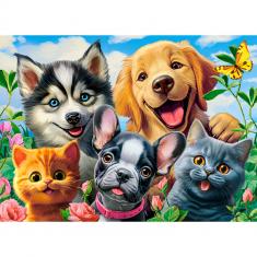 Puzzle 70 pièces : Selfie d'animaux de compagnie