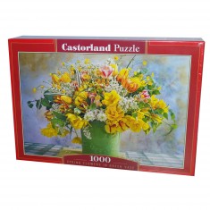 Puzzle 1000 pièces : Fleurs de printemps dans un vase vert