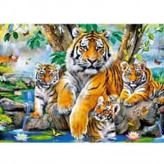 Puzzle 120 pièces : Tigres au bord du ruisseau