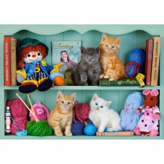 Puzzle 500 pièces : Étagère pour chatons