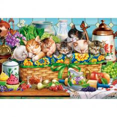 1000-teiliges Puzzle: Nickerchen machende Kätzchen