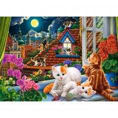 Puzzle 180 pièces : Chatons sur le toit