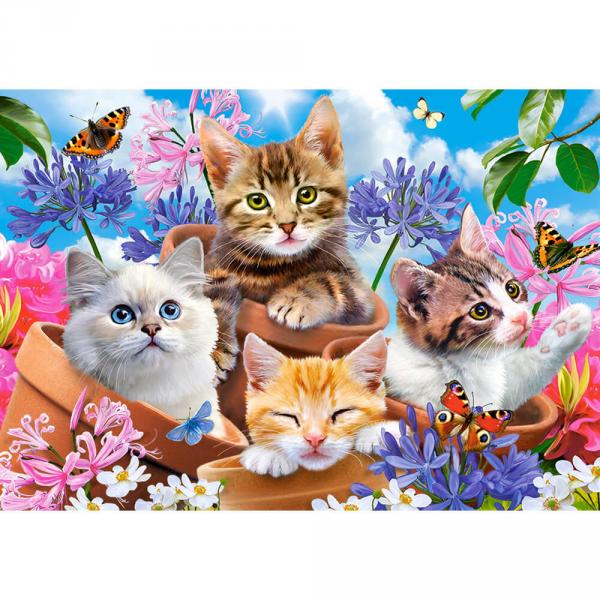 500 Teile Puzzle : Kätzchen mit Blumen - Castorland-B-53513