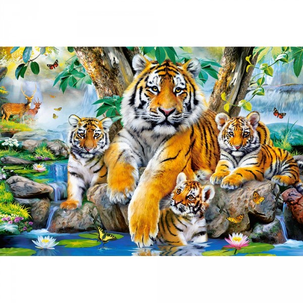 Puzzle 1000 pièces : Les tigres dans la rivière - Castorland-C-104413-2