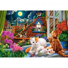 Puzzle 1500 pièces : Chatons sur le toit