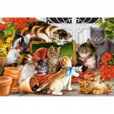 Puzzle 1500 piezas: Momento de juego entre gatitos