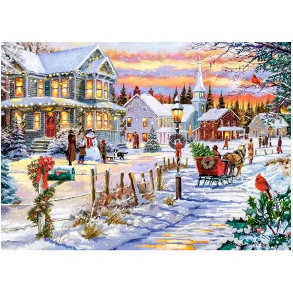 Puzzle de 180 piezas: Se acerca el árbol de Navidad - Castorland-B-018550