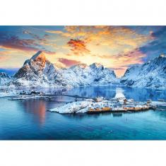 Puzzle 1000 pièces : Lever de soleil sur Sakrisoy, Lofoten, Norvège