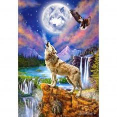 Puzzle 1500 pièces : Loup dans la nuit