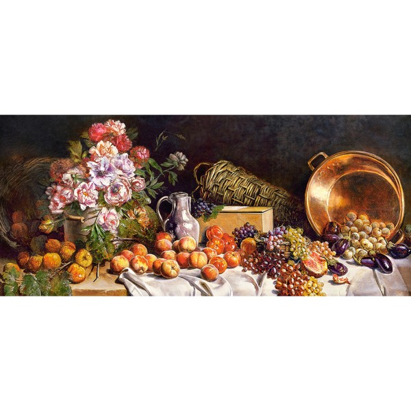 600 pieces puzzle: Still life with flowers and fruits - Castorland-060108