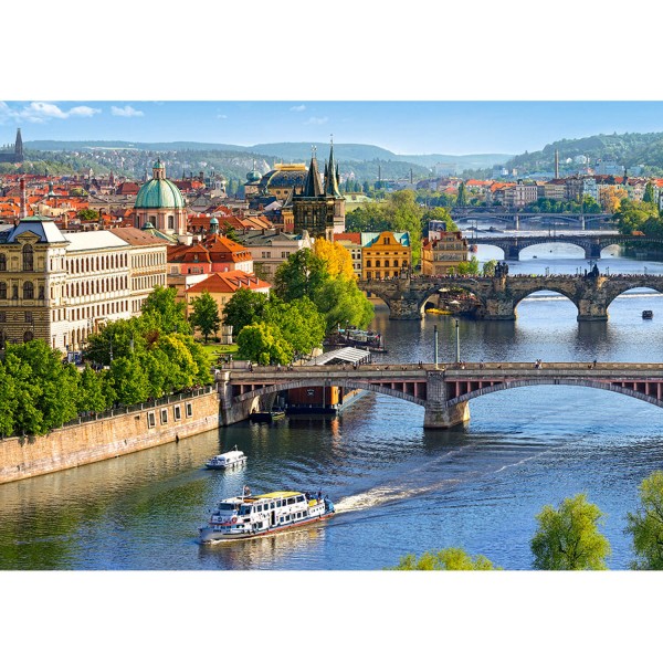 500 Teile Puzzle: Blick auf die Brücken, Prag - Castorland-B-53087