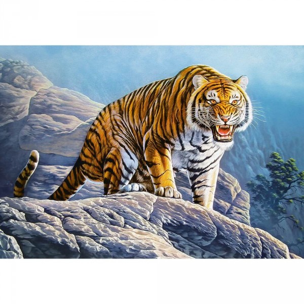 500 Teile Puzzle: Ein Tiger auf einem Felsen - Castorland-B-53346