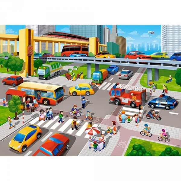 Puzzle de 70 piezas: Atasco en la ciudad - Castorland-B-070039