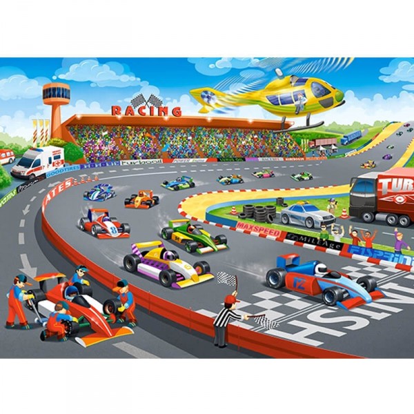 Puzzle de 100 piezas: carrera de Fórmula 1 - Castorland-B-111046