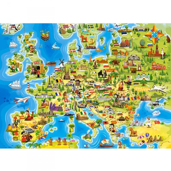 Puzzle 100 pièces : Carte de l'Europe - Castorland-B-111060