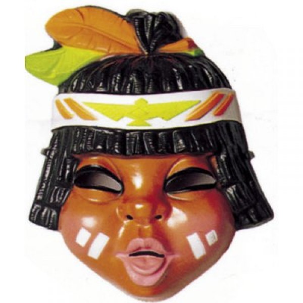 Masque Petit indien : Indien plumes marron/verte - Cesar-A527-001-5