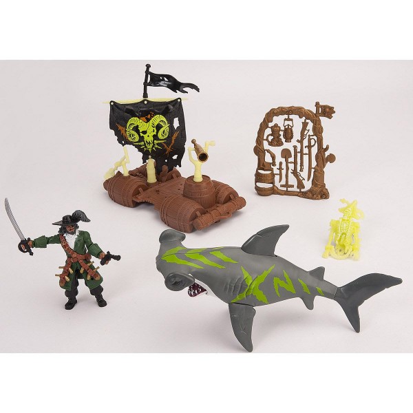 Figurine pirate avec accessoires : Pirate, radeau et requin - LGRI-505212-2