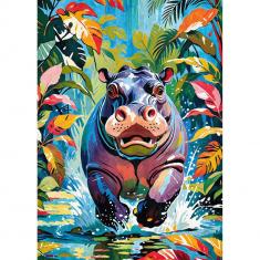  Puzzle 500 pièces : Hippopotame heureux