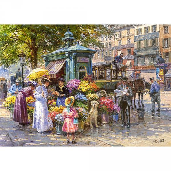 1000 piece puzzle : Flower market - Timaro-30226