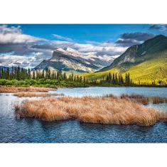 Puzzle nature pour adulte de 1000 pièces, paysage de lac de montagne,  paysage de lac marron