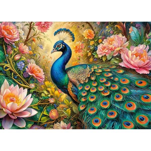 Puzzle de 1000 piezas: El paraíso del pavo real - Timaro-30929