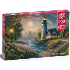 500-teiliges Puzzle: Mondschein-Leuchtturm