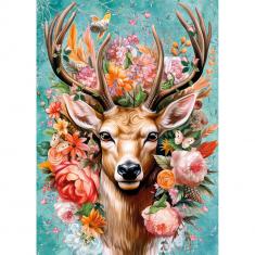 Puzzle 1000 pièces : Cerf en fleurs