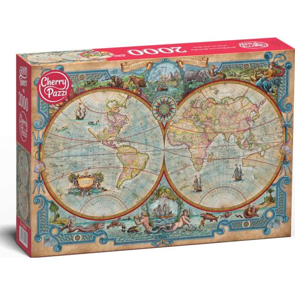 Puzzle de 2000 piezas: Mapa mundial de grandes descubrimientos - Timaro-50125