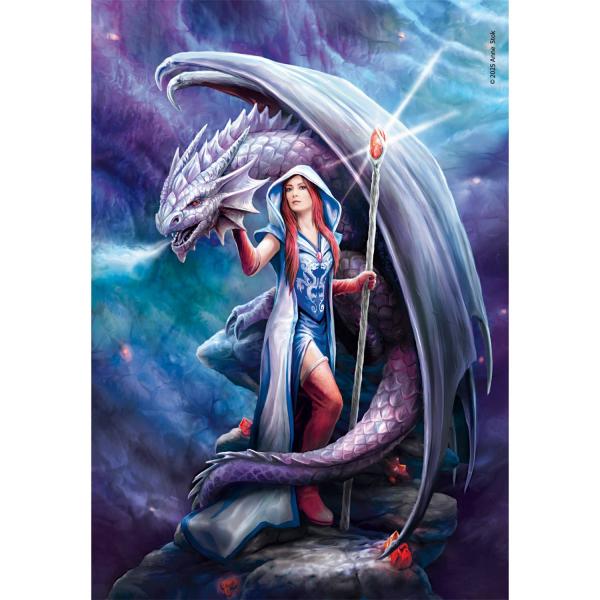 Puzzle Compact 1000 pieces : Anne Stokes - Dragon mage  - Clementoni-39956