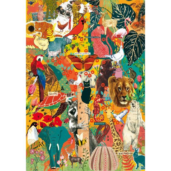  Puzzle Compact 1000 pièces : Plus c'est plus : Animaux et Botanique - Clementoni-37073