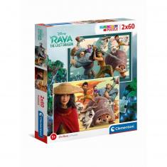 Puzzle 2 x 60 piezas: Disney: Raya y el último dragón