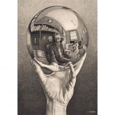 Puzzle de 1000 piezas: Mano con esfera reflectante, Escher