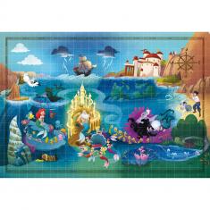 Puzzle 1000 pièces + poster : Disney Story Maps - La Petite Sirène
