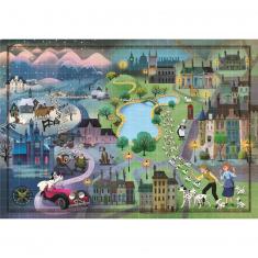 Puzzle 1000 pièces : Disney Story Maps : Les 101 Dalmatiens