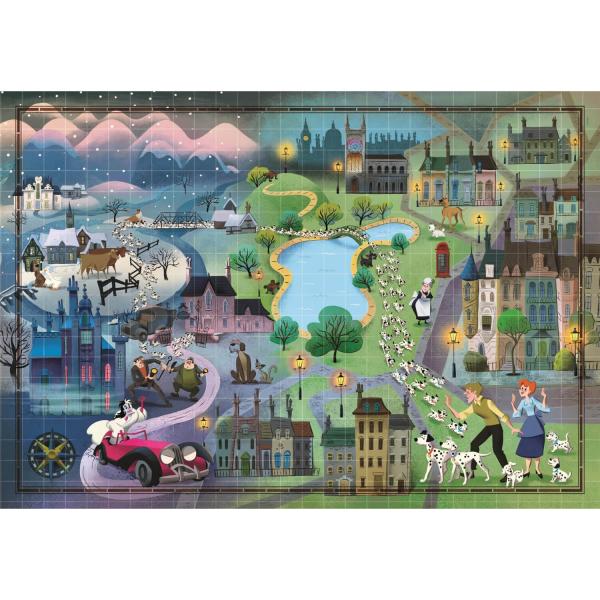 Puzzle 1000 piezas: Disney Story Maps: 101 Dálmatas - Clementoni-39665