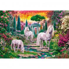 Puzzle 2000 pièces : Licornes dans le jardin