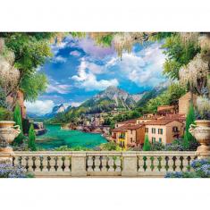 Puzzle 3000 pièces : Terrasse luxuriante sur le lac