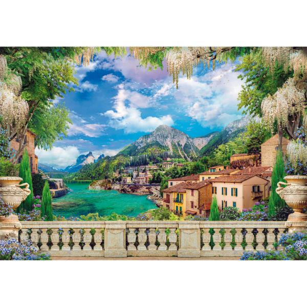 Puzzle mit 3000 Teilen: Üppige Terrasse am See - Clementoni-33553